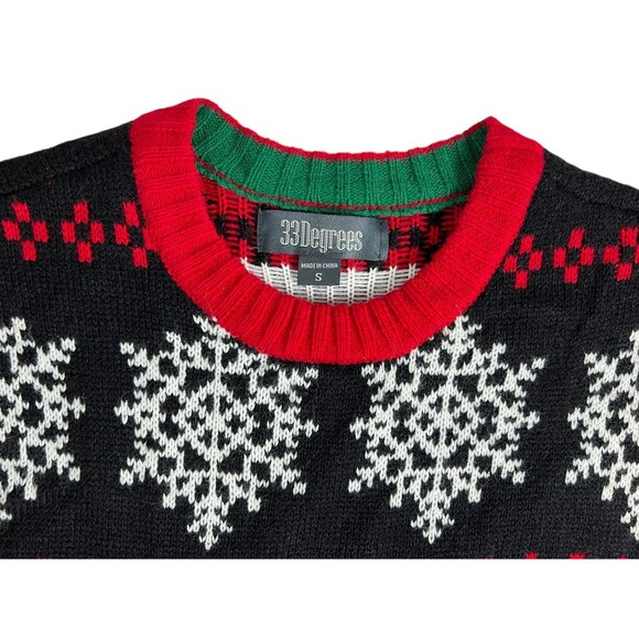 33 Degree Unisex Ugly Christmas Sweater  Size S  Beer Pocket  Reindeer Snowflake - Picture 3 of 7